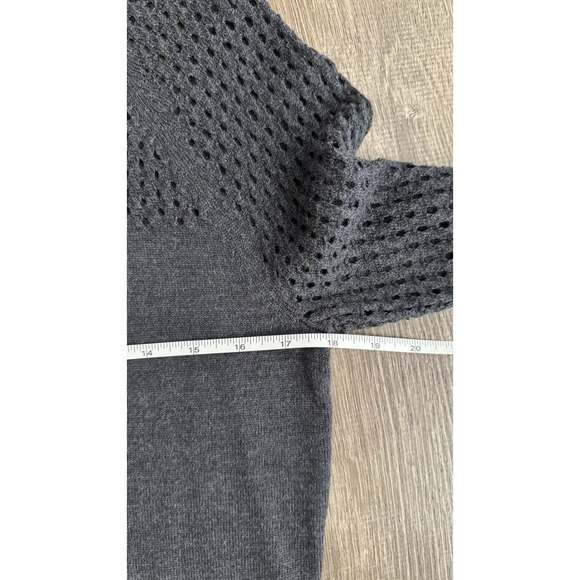 Cynthia Rowley Womens Sweater Dress Merino Wool Open Knit Sleeves Size M Grey - Picture 11 of 11